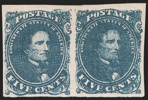 MOMEN: US STAMPS CSA #4 STONE 2 IMPERF PAIR MINT OG LH VF LOT #77769*