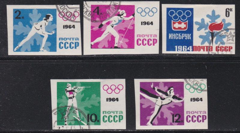 Russia # 2843-2847, Innsbruck Winter Olympics, Imperf, CTO, 1/2 Cat.
