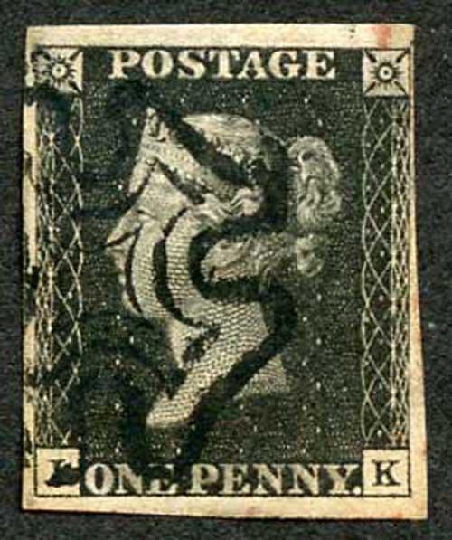Penny Black Four margins with Black cross
