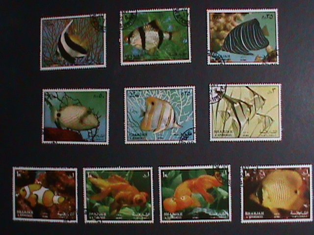 SHARJAH-UNDER WATER WORLD-LOVELY TROPICAL FISHES-SUPER LARGE USED STAMPS SET