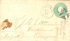 United States California Oakland c1880 maltese cross  Postal Stationery Envel...