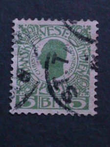 DANISH WEST INDIES-1905 SC#31  KING CHRISTIAN IX USED -VF-118 YEARS OLD FANCY