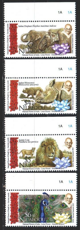 Niuafouou. 2016. 603-6. Fauna, elephant, gandhi. MNH.