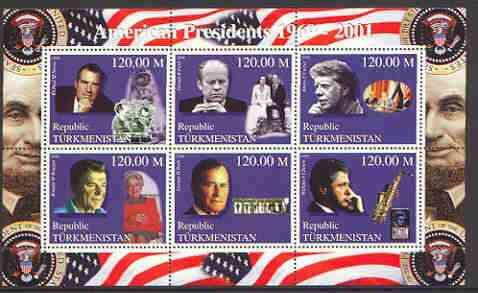 Turkmenistan 2000 US Presidents #01 perf sheet of 6 unmou...