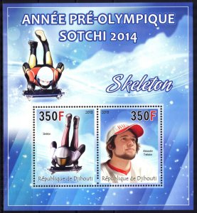 Djibouti 2013 Olympics Games Sochi 2014 (XI) Skeleton Sheet MNH