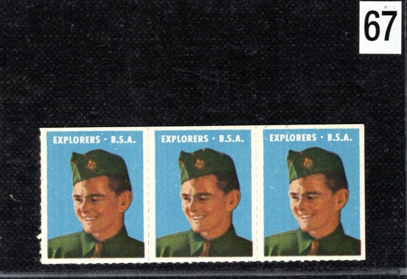 USA SCOUT STAMP/LABEL Strip {3} *EXPLORERS - BSA* Mint UMM MNH 2WHITE67 