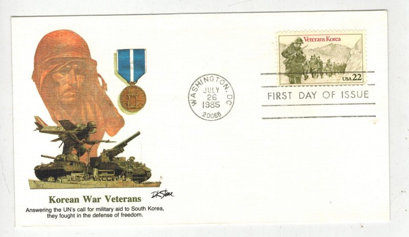 Patriotic FDC 2152 KOREA HONORING KOREAN WAR VETERANS Fleetwood Text On Back