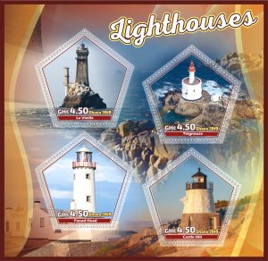 Stamps. Lighthouses  2019 year 1+1 sheets perforated