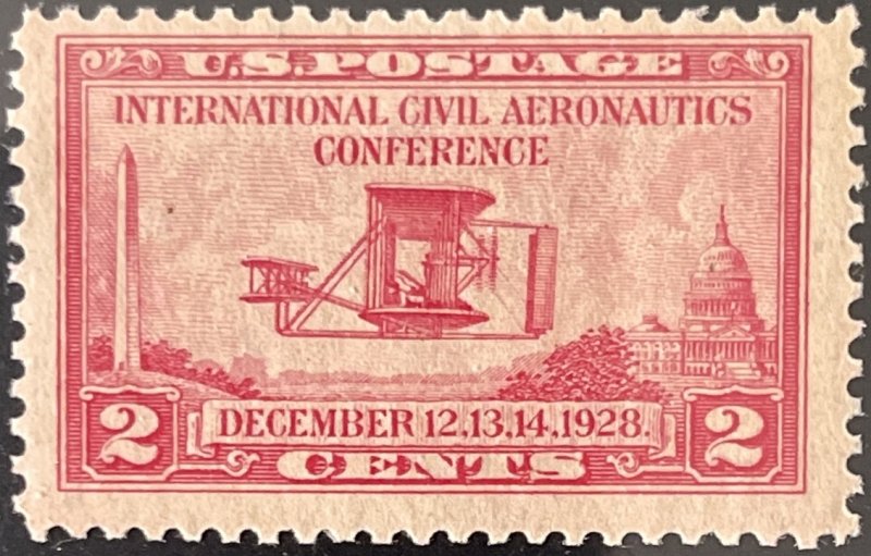 Scott #649 1928 2¢ Int'l Civil Aeronautics Conference Wright Flyer MNH OG