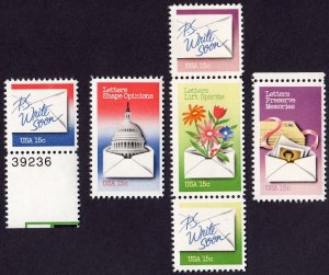 Scott #1810a (1805-10) Letter Writing (5) Single Stamps - MNH
