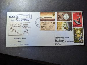 1969 Registered British Pitcairn Islands Airmail Cover to Yorks England