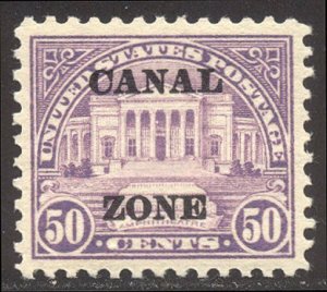 CANAL ZONE #80 Mint XF/SUP NH w/Cert - 1924 50c Lilac