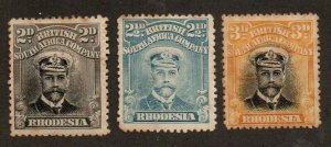 Rhodesia 122a, 123-124 Mint hinged