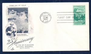 UNITED STATES FDC 3¢ Mt Rushmore 25 Anniv 1952 ArtCraft