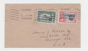 CEYLON -USA 1942, CENSOR (6A) COVER SCARCE MARKS, 5c RATE (SEE BELOW)