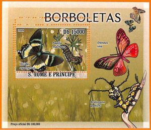 A6609 - SAO TOME & PRINCIPE, ERROR, 2009, MISSPERF SOUVENIR SHEET: Butterflies