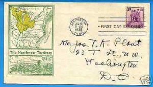 837  NORTHWEST TERR.3c 1938, STAEHLE FIRST DAY COVER, ADD...