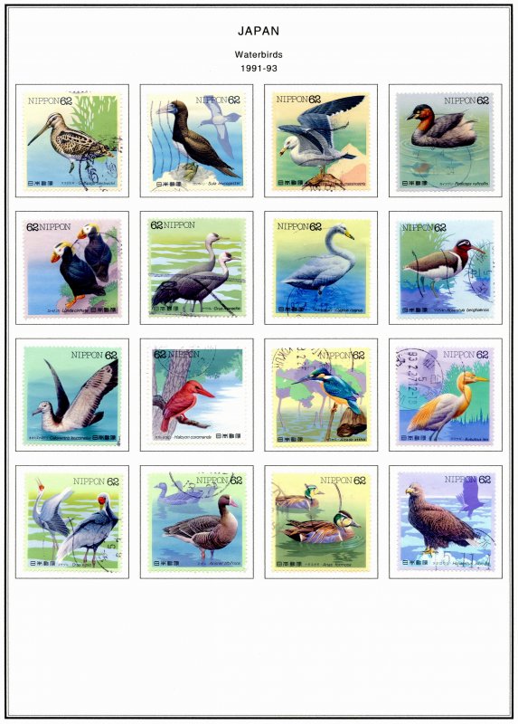 Japan 2103-14 Used,  Waterbird Series Set from 1991-93