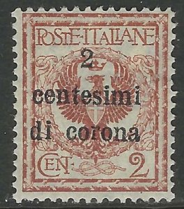 AUSTRIA ITALIAN OCCUPATION 1919 2c on 2c General Issue Sc N65 MH