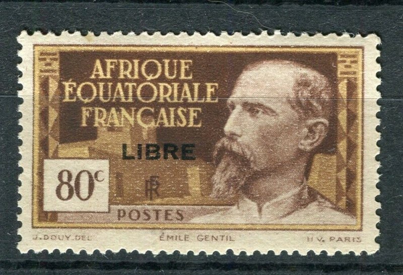 FRENCH COLONIES; EQUATORIAL AFRICA 1941 Francaise LIBRE Optd. Mint hinged 80c.