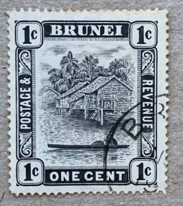 Brunei 1926 1c black, used.  Scott 43,  CV $0.90.   SG 60