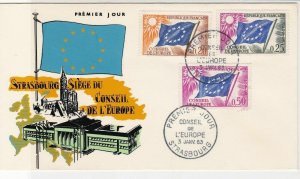 France 1963 Council of Europe Strasbourg Pic Flags Stamps FDC Cover Ref 31639