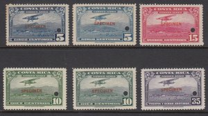 Costa Rica 1952-53 Air Post SPECIMEN Complete Set MNH. Scott C216-C219 + shades