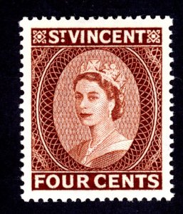 St. Vincent 189 MH 1955 4c dark red brown