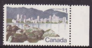 Canada-Sc#600i- id6-Variety-unused NH $1 Vancouver-ribbed paper-1972-