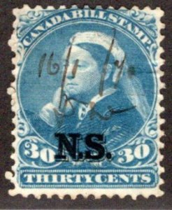 van Dam NSB13 - Nova Scotia Bill Stamp - 30c - Used, Canada