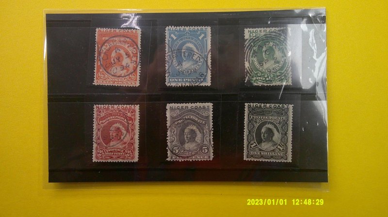 Niger Coast 1893 Scott# 37-42 Complete USED (#42 No Gum Unused) set of 6