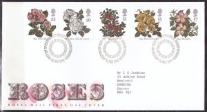 F2198   GREAT BRITAIN   FDC # 1382-1386         Roses