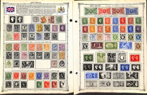 Great Britain Stamp Collection on 13 Regent Pages, 1880-1970 (BN)