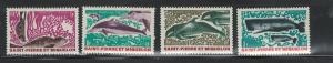 ST. PIERRE & MIQUELON 1969 MARINE LIFE #389 - 392 MH $17.10