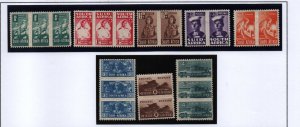 South Africa 1942-4 SG97/104 Bantams set of 8 pairs of trios mounted mint