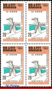 1124 BRAZIL 1969 CEARENSE WATER SPORTS CLUB, MI# 1213 RHM C-637, BLOCK MNH