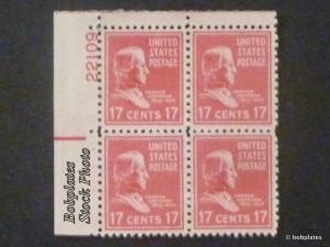 BOBPLATES #822 A Johnson Lower Left Plate Block 22111 F-VF NH DCV=$6 *