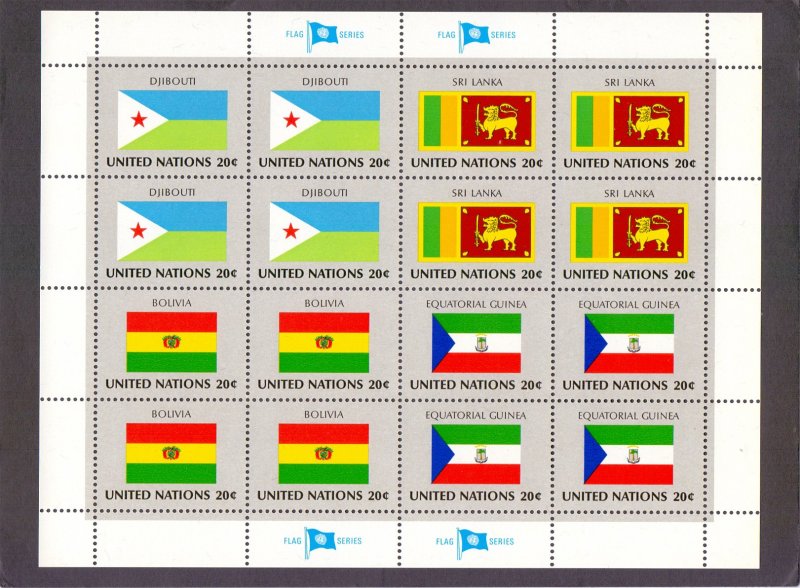 United Nations  #350-353  MNH  1981 flags sheet 20c Djibouti >