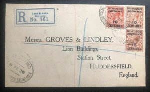 1920 Casablanca Morocco British Agencies Front cover To Huddersfield England