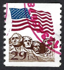 United States #2523A 29¢ Flag over Mt. Rushmore (1991). Gravure printing. Used.