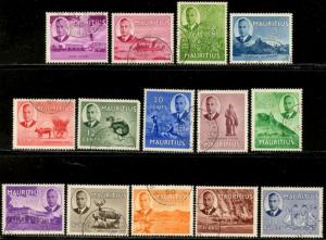 MAURITIUS Sc#235/249 SG#276/290 1950 KGVI Pictorials Near Complete Used