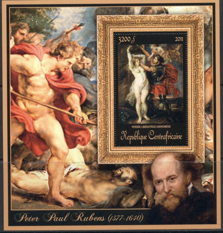 Central Africa Art Nude Erotic Peter Paul Rubens complete MNH stamp set