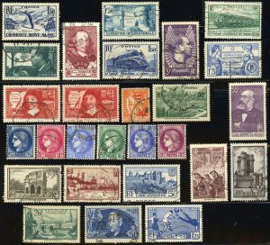 France #322-328 #330-349 Postage Stamp Collection Europe 1937-1938 Used