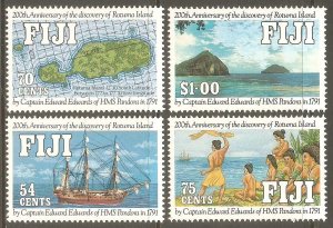 FIJI Sc# 641 - 644 MNH FVF Set of 4 Ships Map Rotuna Island