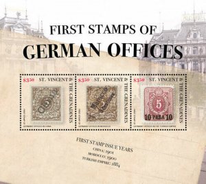 St. Vincent 2016 - First Stamps of German Offices - Sheet of 3 Stamps - MNH