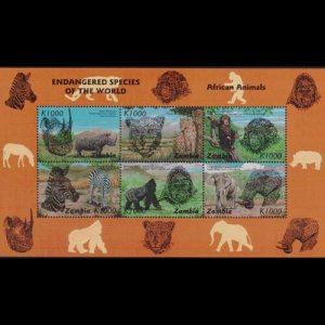 ZAMBIA 1997 - Scott# 663 Sheet-Endang.Species NH