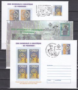 Romania. 2002 issue. Nat`l Scout Jamboree, 22/FEB/02 Cancels on 3 Cachet Env. ^