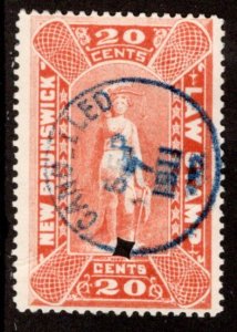 NBL9, 20c, vermillion, Used, New Brunswick Law Revenue  Stamp