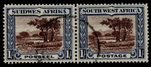 SOUTH WEST AFRICA GV SG80, 1s chocolate & blue, FINE USED. Cat £18.