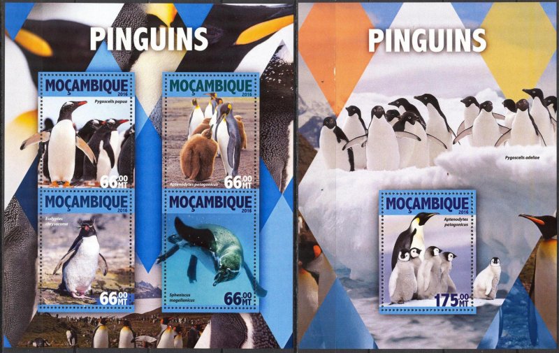 Mozambique 2016 Birds Penguins Sheet + S/S MNH